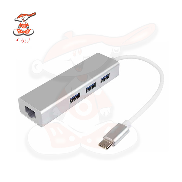 هاب و مبدل Type C به Ethernet/ USB 3.0